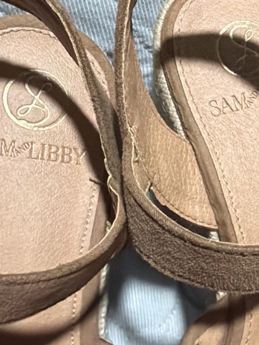 Sam & Libby Brown and Cream Espadrille Platform Wedges